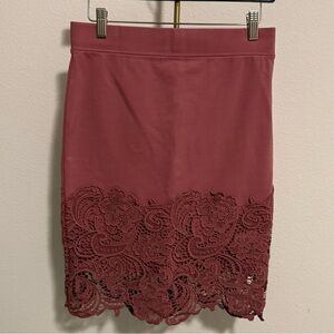 Haute Monde Mauve Lace Pencil Skirt